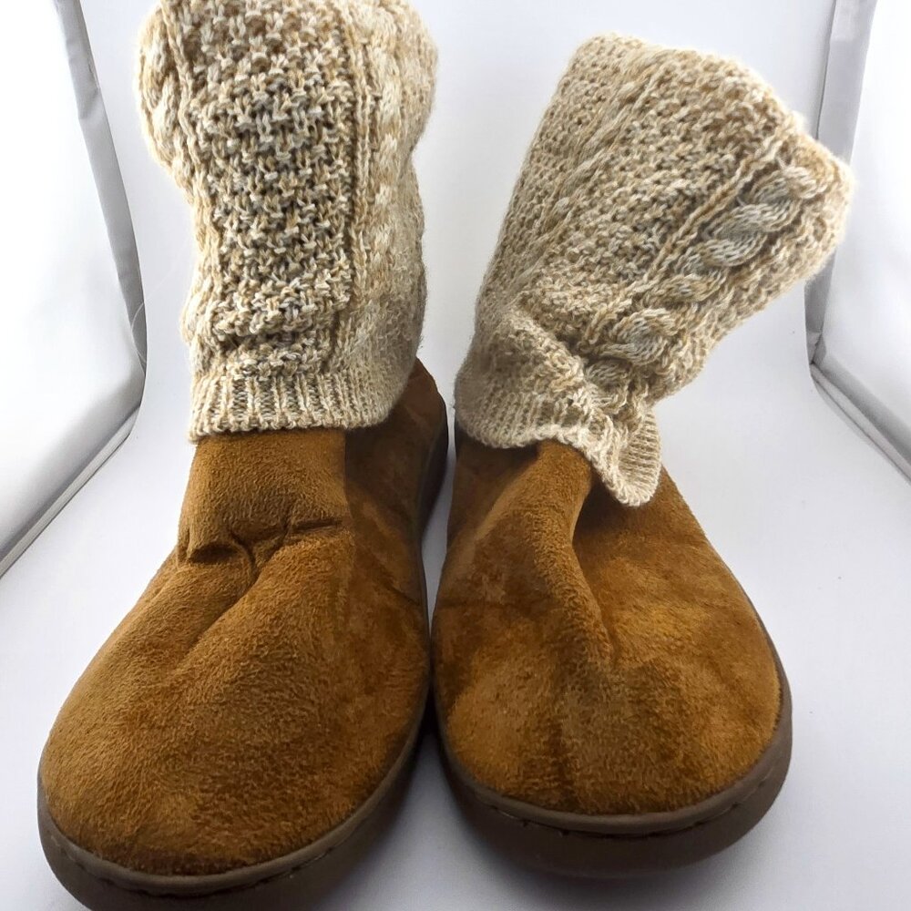 🧦 MUK LUKS Cable Knit Bootie Slippers | Women’s Size 10 | Warm & Cozy